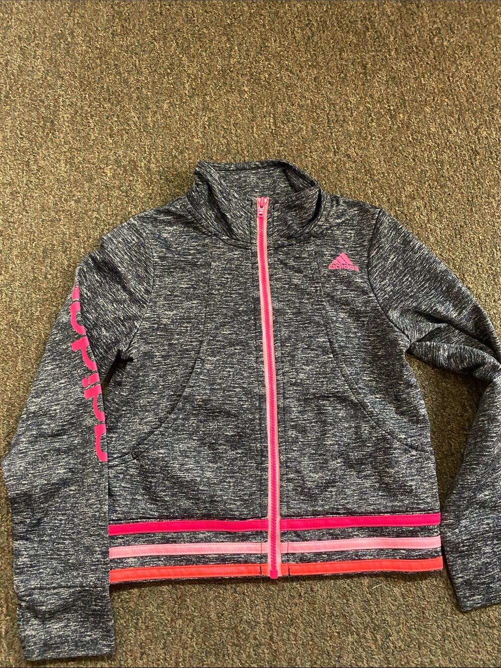 adidas Girls' Pink & Purple Active Tops with Heather Gray Zip Jacket - Picture 10 of 16